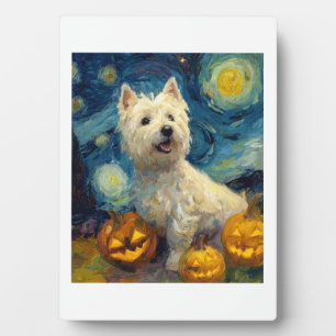 Plaque Photo Terrier West Highland Chien Mignon Halloween Jack 