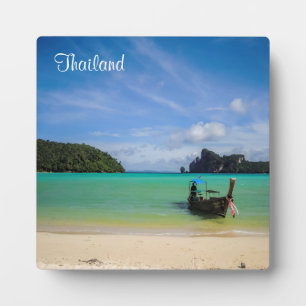 Plaque Photo Thailand Beach Photo with Fishing Boat