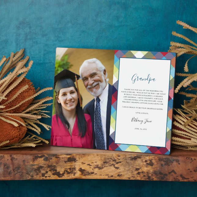 Plaque Photo Thank You Grandpa | Plaid Photo Trame (Côté)