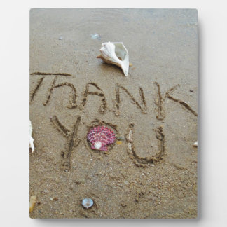Plaque Photo Thank you in the sand shells & beach