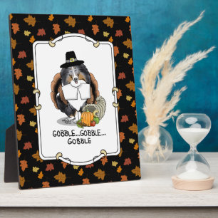 Plaque Photo Thanksgiving Shetland Sheepdog (merle bleu) Drôle