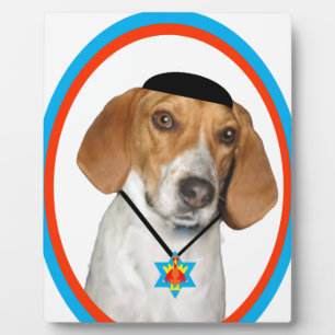 Plaque Photo Thanksgivukkah Funny Hound Dog with Yamaka