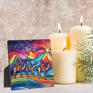 Plaque Photo Three Wise Men Colorful Christmas Holiday 