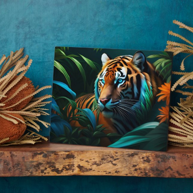 Plaque Photo Tigre dramatique dans la jungle (Côté)