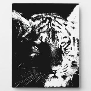 Plaque Photo Tigre noir et blanc Pop Art