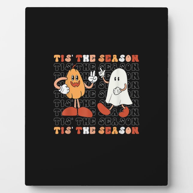 Plaque Photo Tis The Season Pumpkin Boo 70s Halloween Costume (Devant)