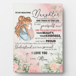 Plaque Photo To My Daughter Gift, Love Letter Daughter And Mom