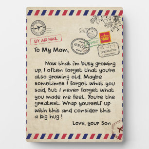 Plaque Photo To My Son Gift, Mom And Son, Love Letter To Son