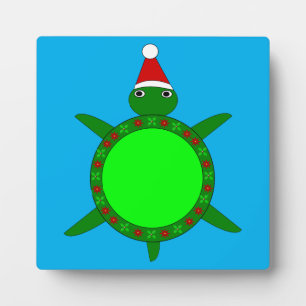 Plaque Photo Tortue de Noël mignonne avec coquille de fleurs