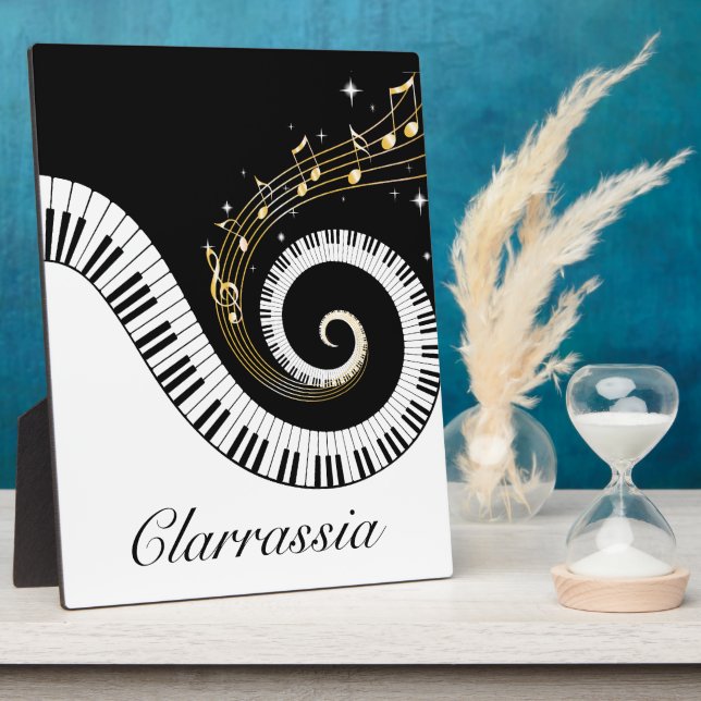 Plaque Photo Touches de piano et notes d'or Stickers (Côté)
