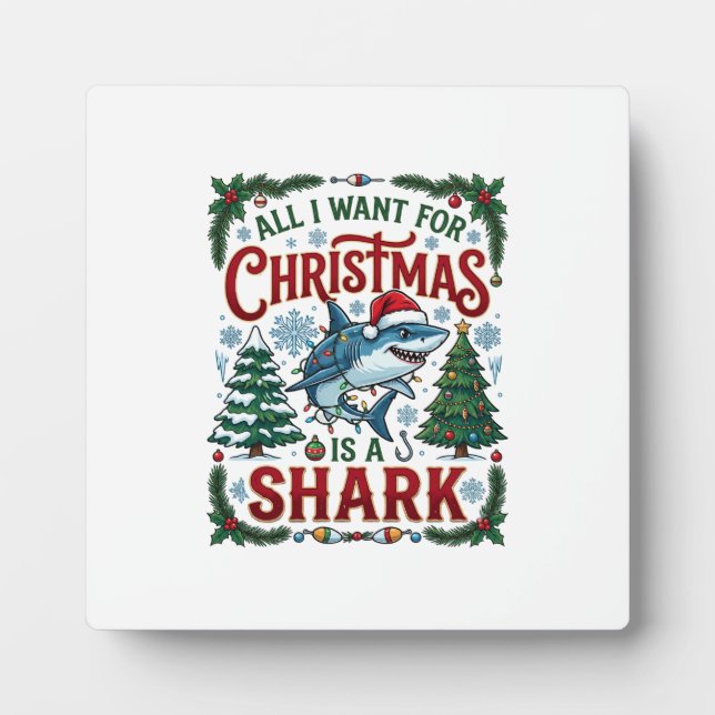 Plaque Photo Tous Veulent des Arbres de Noël Requin (Devant)