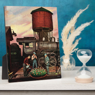 Plaque Photo Train Yard Flower Garden par Stevan Dohanos