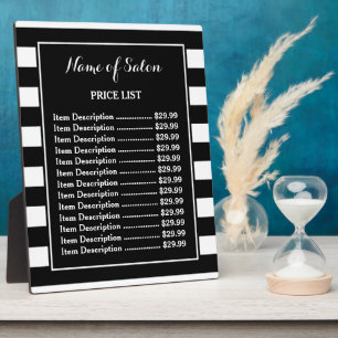Plaque Photo Trendy Black White Stripes Hair Salon Tarifs