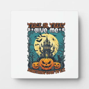 Plaque Photo Trick Or Treat Halloween Maison Hantée Citrouilles