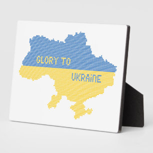 Plaque Photo Tricot Ukraine texte de la carte d'Etat Gloire à l
