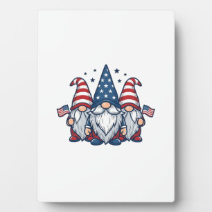 Plaque Photo Trio de gnomes patriotiques dessin vectoriel vinta