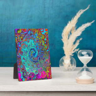 Plaque Photo Trippy Sky Blue Abstrait Retro Liquid Swirl