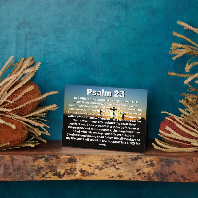 Plaque Photo Trois Croix Psaume 23 Coucher de soleil Bible Vers (Côté)