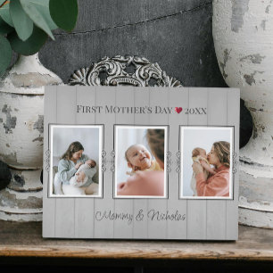 Plaque Photo Trois photos Collage Première Fête des mères