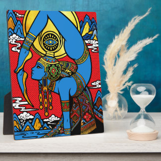 Plaque Photo Troisième Œil – Yogini Bleue en Backbend Pop Art