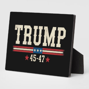 Plaque Photo Trump 45 47 États-Unis Drapeau rétro Vintage