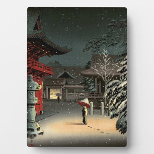 Plaque Photo Tsuchiya Koitsu - Snow at Nezu Shrine