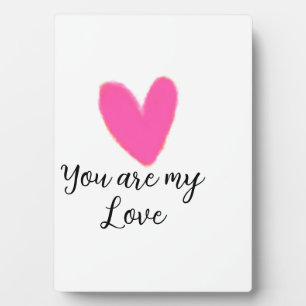 Plaque Photo tu es mon amour rose rouge aquarelle kidretro