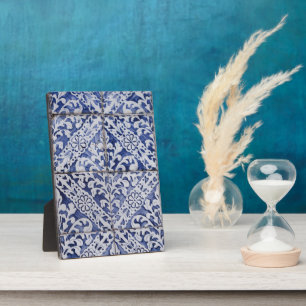 Plaque Photo Tuiles portugaises - Azulejo Floral bleu et blanc
