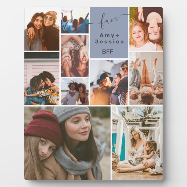Plaque Photo Turquoise Best friends bff script 10 photo collage (Devant)