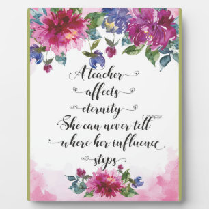 Plaque Photo Typographie de l'enseignant Retour à l'école Cadea