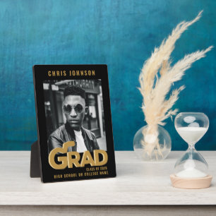 Plaque Photo Typographie Or moderne Gras Graduation Photo