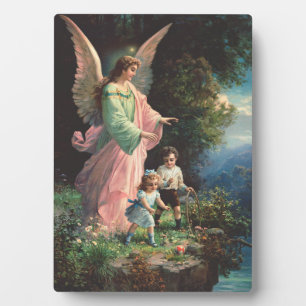 Plaque Photo Un ange gardien protégeant les enfants près d'une 