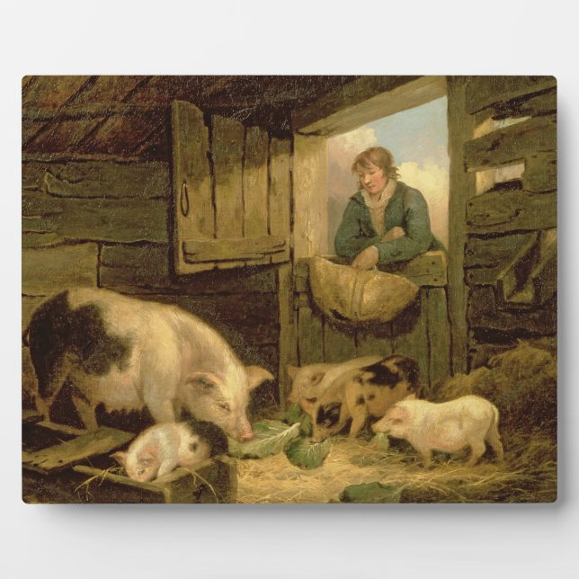 Plaque Photo Un garçon regardant dans un cochon Sty, 1794 (huil (Devant)