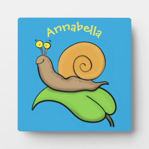 Plaque Photo Un mignon escargot heureux sur une illustration d'