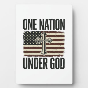 Plaque Photo Une nation sous Dieu Croix patriotique