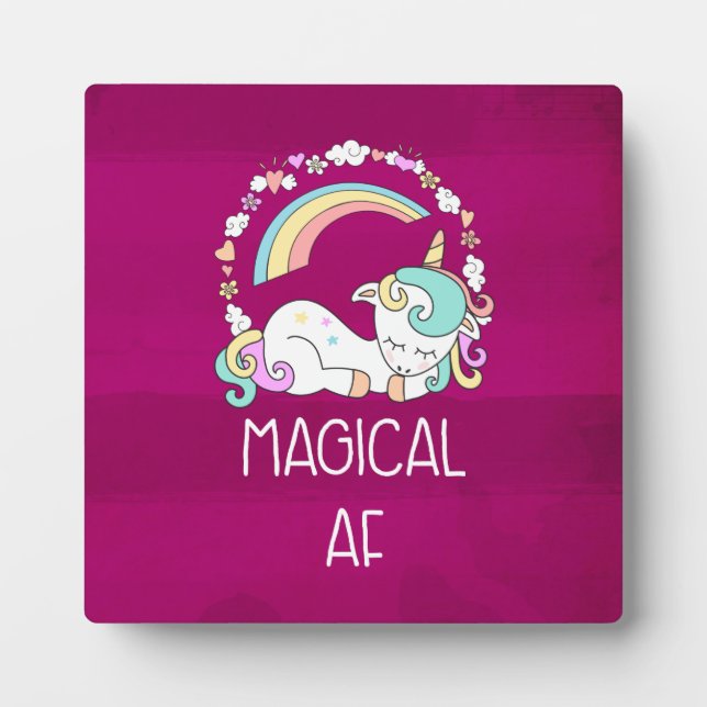 Plaque Photo Unicorne drôle dire magique AF (Devant)