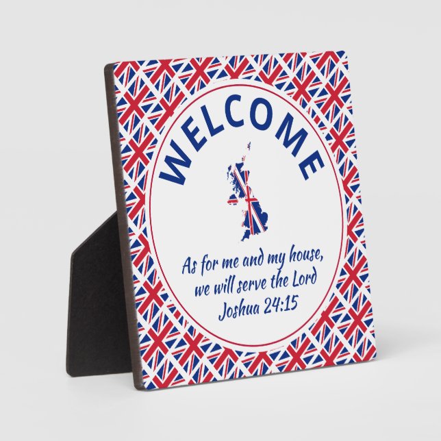 Plaque Photo UNION JACK Christian Welcome (Recto)