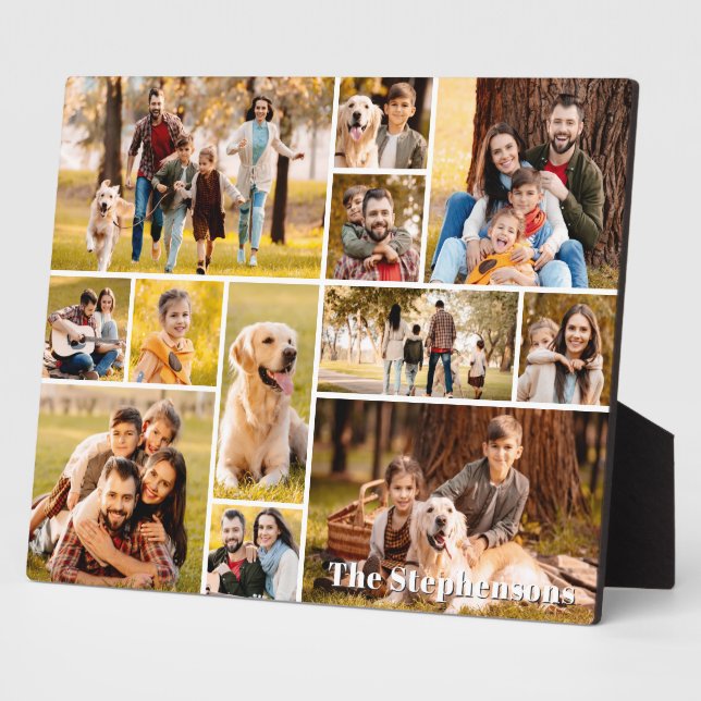 Plaque Photo Unique 12 Photo Nom Collage Simple (Côté)