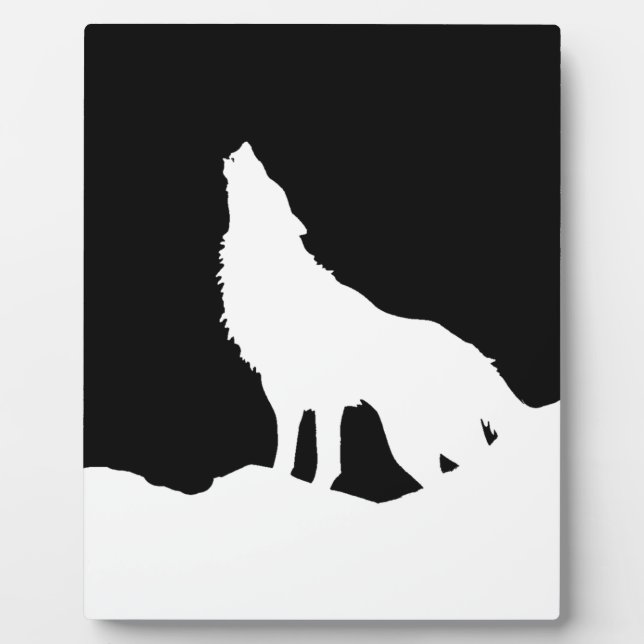 Plaque Photo Unique Noir & Blanc Pop Art Wolf Silhouette (Devant)
