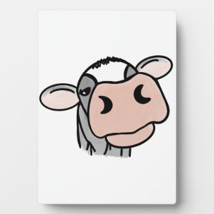 Plaque Photo vache de dessin animé noir blanc rose baiser gris 