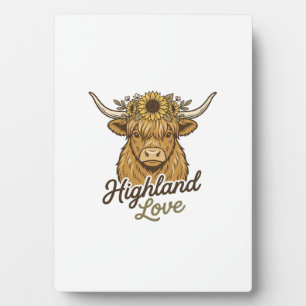 Plaque Photo Vache des Highlands Amour Tournesol Art de Gravure