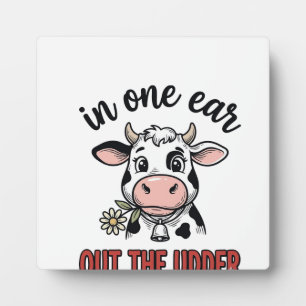 Plaque Photo Vache drôle avec une oreille dans l'autre du tee-s