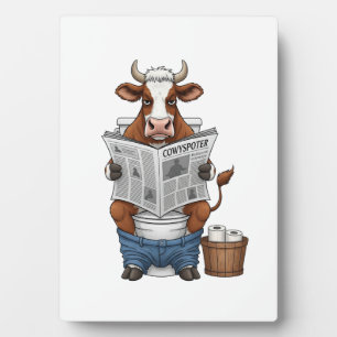 Plaque Photo Vache sur Toilet PNG, animal de ferme amusant