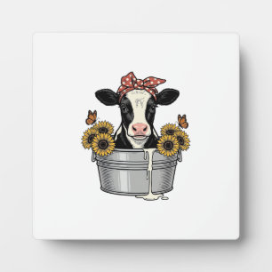Plaque Photo Vache vintage dans une baignoire Tournesol Papillo