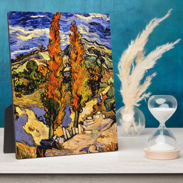 Plaque Photo Van Gogh - Deux peupliers sur une colline (Côté)