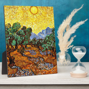 Plaque Photo Van Gogh - Oliviers au ciel jaune et au soleil