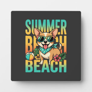 Plaque Photo Vecteur de vacances de chien de plage d'été