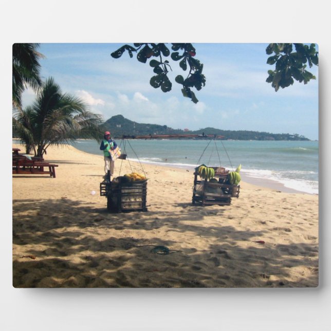 Plaque Photo Vendeurs de plage ... Plage de Lamai, île de Koh S (Devant)