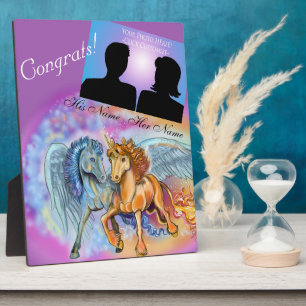 Plaque Photo Vent et flamme licorne romantique ~plaque