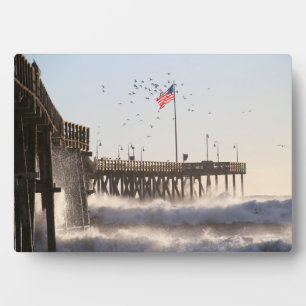 Plaque Photo Ventura Pier Waves   El Nino